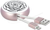 Delock - USB 2.0 behúzható kábel A-típusú Lightning 8 tűs, fehér / halvány rózsaszín - 85817
