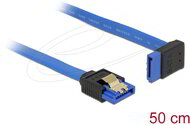 Delock - SATA-kábel, 6 Gb/s, hüvely, egyenes > SATA hüvely, felfelé ívelt, 50 cm, kék aranyszínu kapcs - 84997