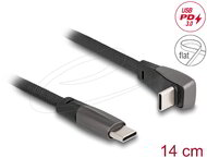 Delock - USB 2.0 Laposkábel USB Type-C apa - USB Type-C apa USB Type-C apa hajlított PD 3.0 60 W 14 cm fekete - 80750