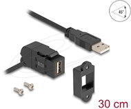 Delock - USB 2.0 A-típusú panel tartó anya 45 -ban hajlított A-típusú apa 30 cm kábellel, fekete - 67151