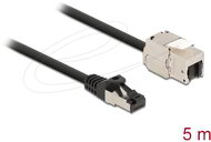 Delock - Kábel RJ45 apa - Keystone modul RJ45 anya Cat.6A, 5 m hosszú, fekete - 87030