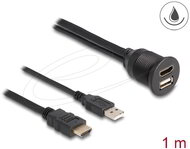 Delock - HDMI-A kábel apa és A-típusú USB 2.0 apa - HDMI-A anya és A-típusú USB 2.0 anya 1m - 87880