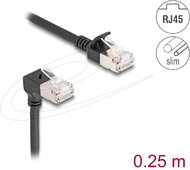Delock - RJ45 hálózati kábel Cat.6A S/FTP Slim 90° lefelé hajlított / egyenes 0,25 m fekete - 80303