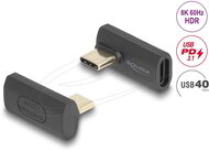 Delock - USB Adapter 40 Gbps USB Type-C PD 3.1 240 W csatlakozódugóval - csatlakozóhüvellyel, elforgatott ívelt bal / jobb 8K 60 Hz fém - 60244