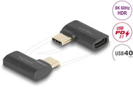 Delock - USB Adapter 40 Gbps USB Type-C PD 3.1 240 W csatlakozódugóval - csatlakozóhüvellyel, ívelt bal / jobb 8K 60 Hz - 60245