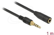 Delock - Sztereó jack hosszabbító kábel 3,5 mm 4-tűs apa > anya 1 m hosszú fekete - 85629