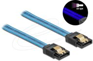 Delock - 6 Gb/s SATA kábel UV fényhatással kék színű, 20 cm - 82121