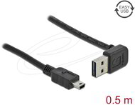 Delock - EASY-USB 2.0 kábel, döntött felső/alsó csatlakozóval > USB 2.0 Mini-B típusú csatlakozó, 0,5 m - 85184