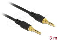 Delock - 3,5 mm-es jack kábel, 3 tűs csatlakozó > csatlakozó, 3 m, fekete - 85551