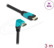 Delock - High Speed HDMI kábel egyenes csatlakozódugóval - csatlakozódugóval 90° ívelt lefelé 48 Gbps 8K 60 Hz 3 m - 86993