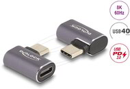 Delock - USB Adapter 40 Gbps USB Type-C PD 3.0 100 W csatlakozódugóval - csatlakozóhüvellyel, ívelt bal / jobb 8K 60 Hz fém - 60047