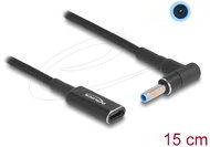 Delock - Laptop töltőkábel adapterkábel USB Type-C anya - HP 4,5 x 3,0 mm apa 90 fokban hajlított 15 cm - 60031