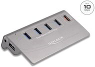 Delock - USB 10 Gbps Hub 4 A-típusú USB porttal + 1 gyorstöltő porttal beleértve a tápellátást - 64182