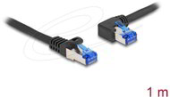 Delock - RJ45 hálózati kábel Cat.6A S/FTP egyenes / balra hajló 1 m fekete - 80218