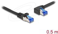 Delock - RJ45 hálózati kábel Cat.6A S/FTP egyenes / balra hajló 0,5 m fekete - 80217