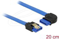 Delock - SATA-kábel, 6 Gb/s, hüvely, egyenes > SATA hüvely, jobbra nézo csatlakozódugóval, 20 cm, kék - 84989