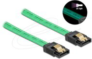 Delock - 6 Gb/s SATA kábel UV fényhatással zöld színű, 50 cm - 82069