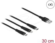 Delock - 30 cm hosszú, USB töltő kábel 3 az 1-ben Lightning -, Micro USB- és USB Type-C csatlakozáshoz - 87152