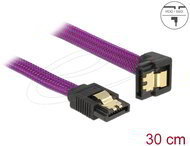 Delock - SATA 6 Gb/s kábel egyenes - lefelé 90fok 30 cm lila - 83695