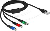 Delock - 1 m hosszú, USB töltő kábel 3 az 1-ben Lightning -, Micro USB- és USB Type-C csatlakozáshoz 3-színű - 87277