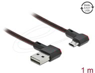 Delock - EASY-USB 2.0 kábel A-típusú csatlakozódugó - EASY-USB Micro-B típusú csatlakozódugó, ívelt bal / jobb, 1 m, fekete - 85271