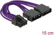 Delock - tápkábel PCI Express 8 tűs apa > 2 x 4 tűs apa textil árnyékolás lila - 83705