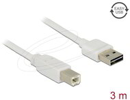 Delock - Kábel, EASY-USB 2.0-s A-típusú csatlakozódugó > USB 2.0-s B-típusú csatlakozódugó, 3 m, fehér - 85154