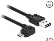 Delock - EASY-USB 2.0 A-típusú apa > EASY-USB 2.0 Micro-B típusú apa, balra/jobbra ferde, 3 m, fekete - 83854