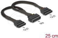 Delock - SATA tápkábel 15 tűs anya > 2 x SATA 15 tűs apa 25 cm - 60135