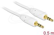Delock - Stereo Jack kábel 3.5 mm 3 pin apa > apa 0.5 m fehér - 83743