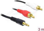 Delock - Hangkábel, 3,5 mm-es sztereó csatlakozódugó > 2 x RCA-csatlakozódugó, 3 m - 84942