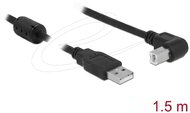 Delock - USB 2.0 A-típusú apa - USB 2.0 B-típusú apa kábel, derékszögű, 1,5 m, fekete - 84810