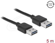 Delock - kábel EASY-USB 2.0 A-típusú apa > EASY-USB 2.0 A-típusú apa, 5 m, fekete - 83463