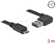 Delock - EASY-USB 2.0 -A apa hajlított > USB 2.0 micro-B apa kábel, 3 m - 83384