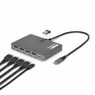 Startech - USB-C - négymonitoros munkaállomás adapter, 4K 60Hz DisplayPort, 140W PD - QUAD-USB-DP-ADAPT