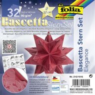 Bascetta csillag készlet, 14,5x14,5 cm, 90 g, 32 lap, FOLIA, piros-dzsungel, (32 lap)