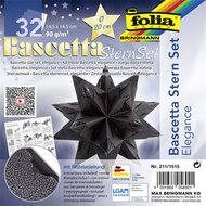 Bascetta csillag készlet, 14,5x14,5 cm, 90 g, 32 lap, FOLIA, fekete-vadvilág, (32 lap)