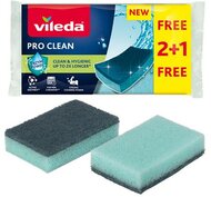 Mosogatószivacs, 2+1 db, VILEDA "Pro Clean", kék, (3 db)