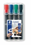 Alkoholos marker készlet, 2-5 mm, vágott, STAEDTLER "Lumocolor® 350", 4 különböző szín, (4 db)