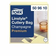 Szervizszalvéta, iparilag komposztálható, 1 rétegű, 39x39 cm, Premium, TORK "LinStyle", pezsgő, (50 db)
