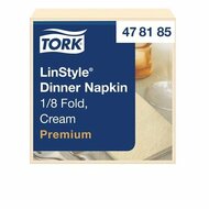 Szalvéta, iparilag komposztálható, 1/8 hajtogatott, 1 rétegű, 39x39 cm, Premium, TORK "LinStyle", krém, (50 db)