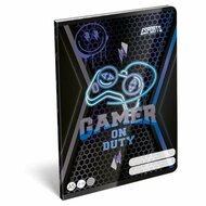 Füzet, tűzött, A5, vonalas, 32 lap, 4-8. osztály, LIZZYSULI, "Esport, Gamer on Duty", "21-32"
