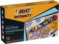 Dekormarker készlet, 1,5 - 2,3 mm, BIC "Paint marker", 12 különböző élénk szín, (12 db)