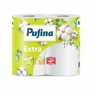 Háztartási papírtörlő, 2 rétegű, 95 lap, 2 tekercses, PUFINA "Extra", (2 tek)