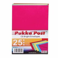 Boríték, C6, enyvezett, PUKKA PAD "Bright", vegyes színek, (25 db)