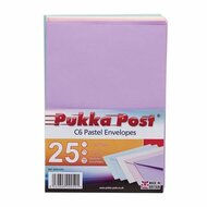 Boríték, C6, enyvezett, PUKKA PAD "Pastel", vegyes színek, (25 db)