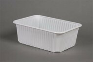 Ételtároló doboz, műanyag, szögletes, mikrózható, 1000 ml, 50 db, "Varia", fehér, (50 db)
