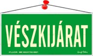 Információs tábla, 25x11,5 cm, fluoreszkáló, utánvilágítós, "Vészkijárat"