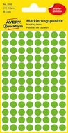 Etikett, 8 mm, kör, eltávolítható, AVERY ZWECKFORM, fűzöld, 416 etikett/csomag, (4 lap)