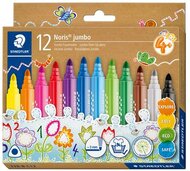 Filctoll készlet, 3 mm, háromszögletű, kimosható, STAEDTLER "Noris® jumbo 328-B", 12 szín, (12 db)